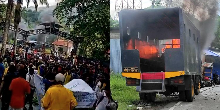 4 Polisi Terluka, 1 Truk Dibakar Saat Aksi Demo Mahasiswa Uncen di Jayapura