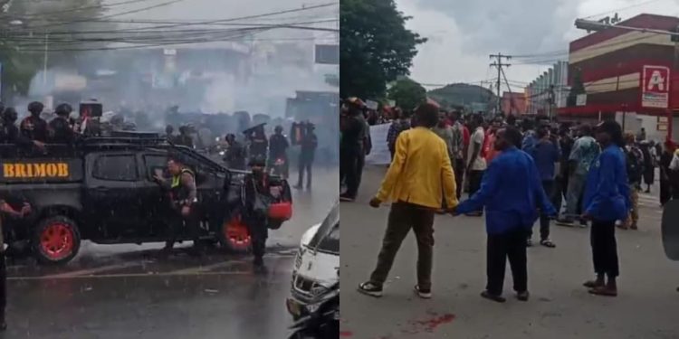 ‎Aksi Demo Aliansi Mahasiswa di Jayapura Berujung Ricuh