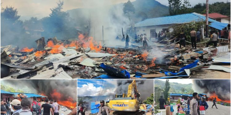 Kebakaran Hebat di Tolikara Hanguskan 100 Bangunan, Kerugian Capai Rp22 Miliar