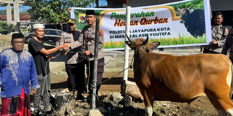 Tali Asih Iduladha, Polresta Jayapura Kota Serahkan Hewan Kurban