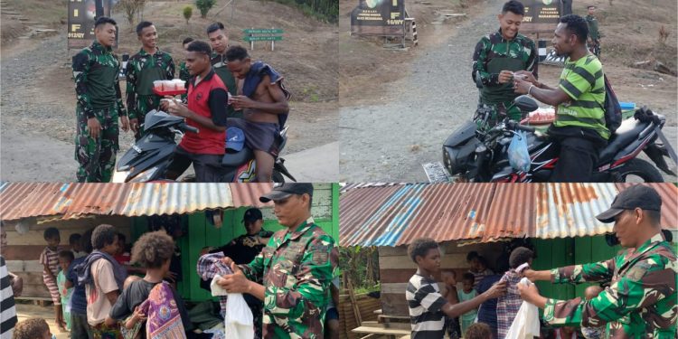 TNI Jaga Keharmonisan Antarumat Beragama, Bagikan Takjil kepada Warga Kampung Bompai