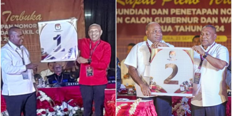 Pilgub Papua Diikuti 2 Paslon : BTM-YB Nomor Urut 1, MDF-AR Nomor 2