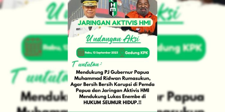 Heboh Aksi Aktivis HMI Tuntut Lukas Enembe Seumur Hidup, HMI: Bukan Atas Nama Lembaga