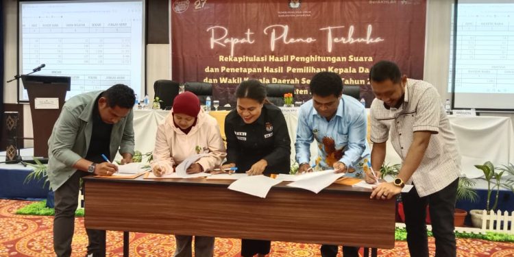 KPU Jayapura Tetapkan Pasangan Yunus Wonda – Haris Yocku Suara Terbanyak