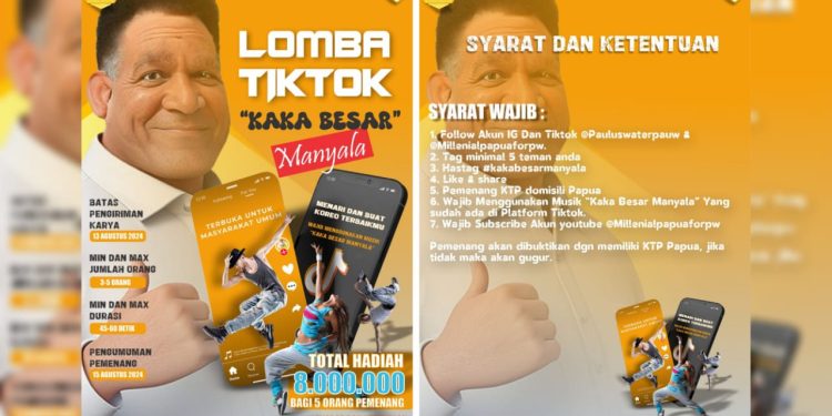 Kejutan Milenial Papua for PW, Gelar Lomba Tiktok Jingle Kaka Besar Manyala