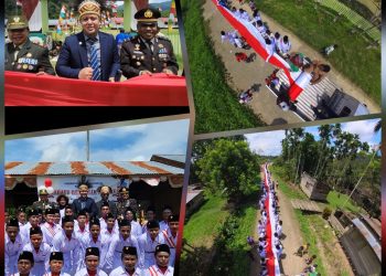 Bendera Merah Putih 1.000 Meter Terbentang di Kaureh