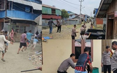 Penertiban judi sabung ayam di belakang Pasa Youtefa Abepura. (Foto : Istimewa)