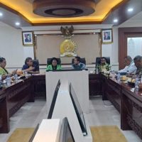Wakil Ketua DPD RI, Yorris Raweyai saat menerima Ketua MRP beserta jajaran dan perwakilan Bupati se-wilayah Adat Saireri di Ruang Rapat Pimpinan DPD RI.