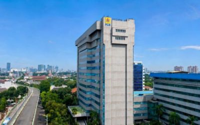 Tampak udara Gedung PLN Kantor Pusat di daerah Kebayoran Baru, Jakarta Selatan.