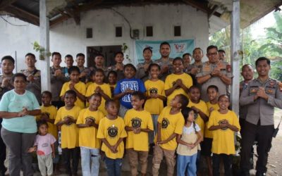 Satgas Kepolisian Operasi Damai Cartenz-2026 melalui kegiatan bantuan kemanusiaan di Panti Pendampingan Anak Cinta Kasih Hulda